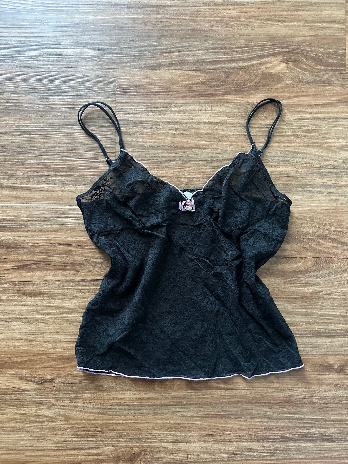 Vintage 2000s black mesh see through cami