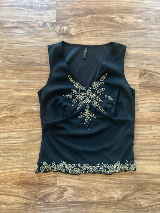 Vintage 2000s black beaded top