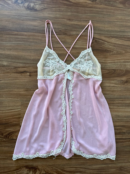 Vintage 2000s pink lace slip