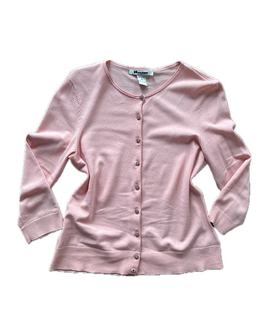 2000s baby pink button up cardigan