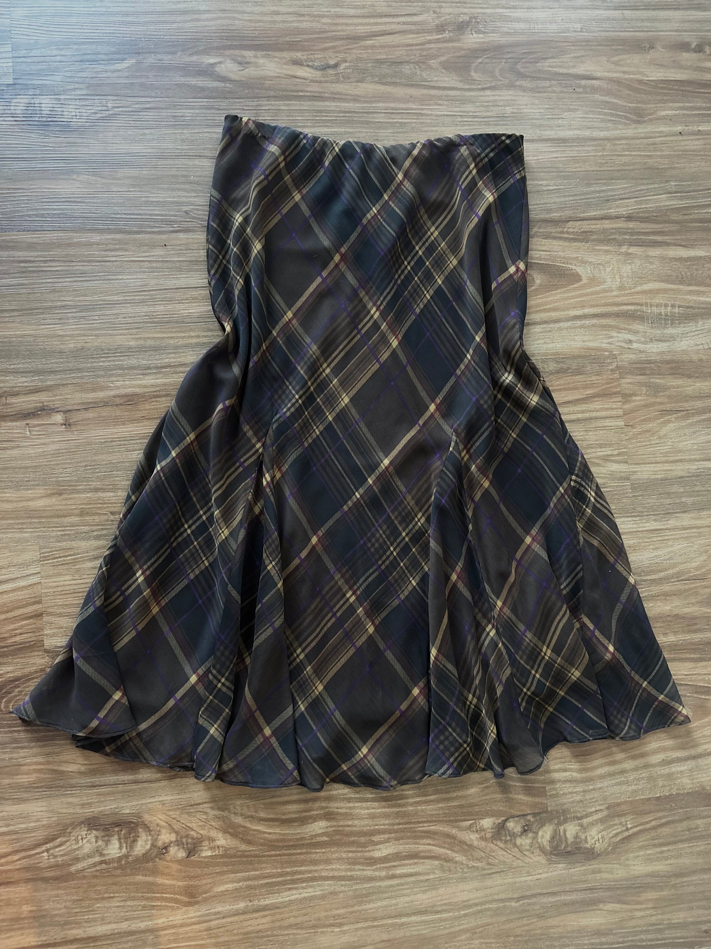 Vintage 2000 brown plaid maxi slip skirt