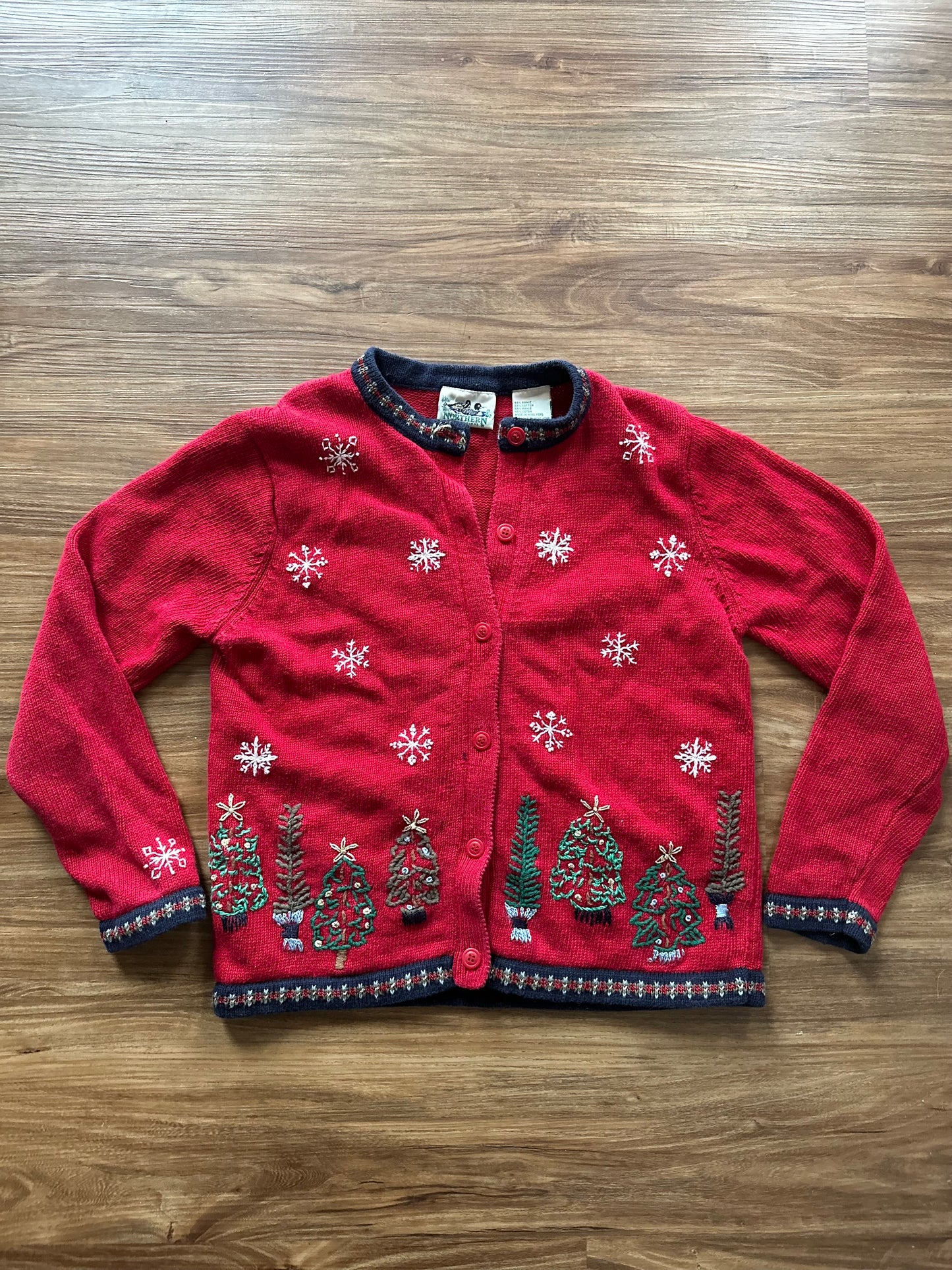 Vintage 90s red Christmas cardigan sweater