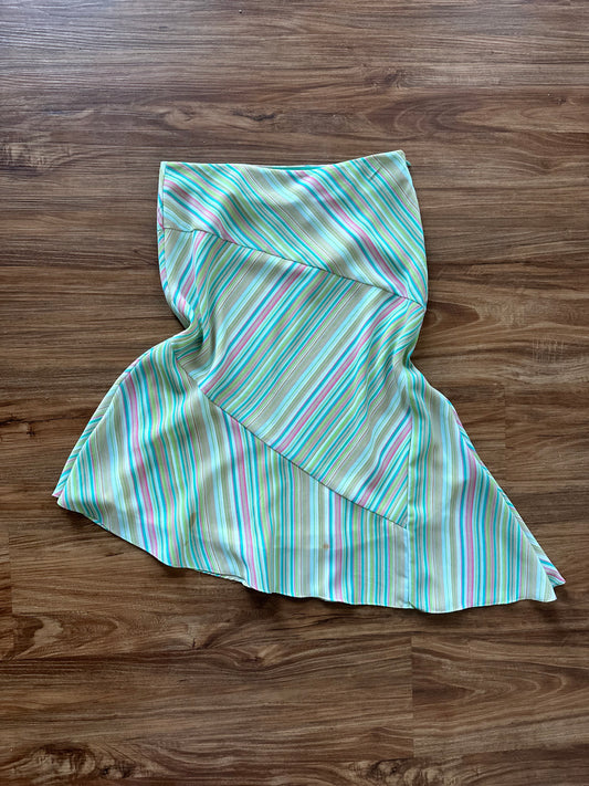 Vintage y2k striped asymmetrical skirt