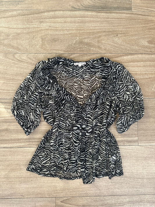 Vintage 2000w zebra print mesh top