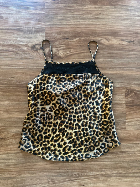 90s jaguar print silk top