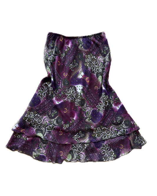 Vintage 2000 dark purple with floral midi slip ski skirt