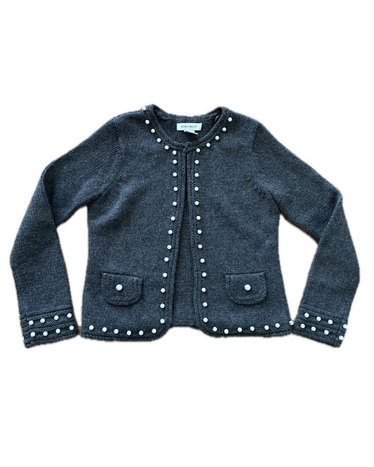 2000s dark gray with pearls cardigan