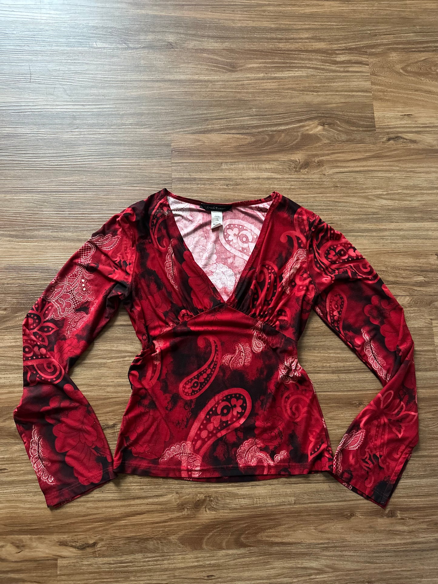 Vintage 2000s red with graphic long sleeve top