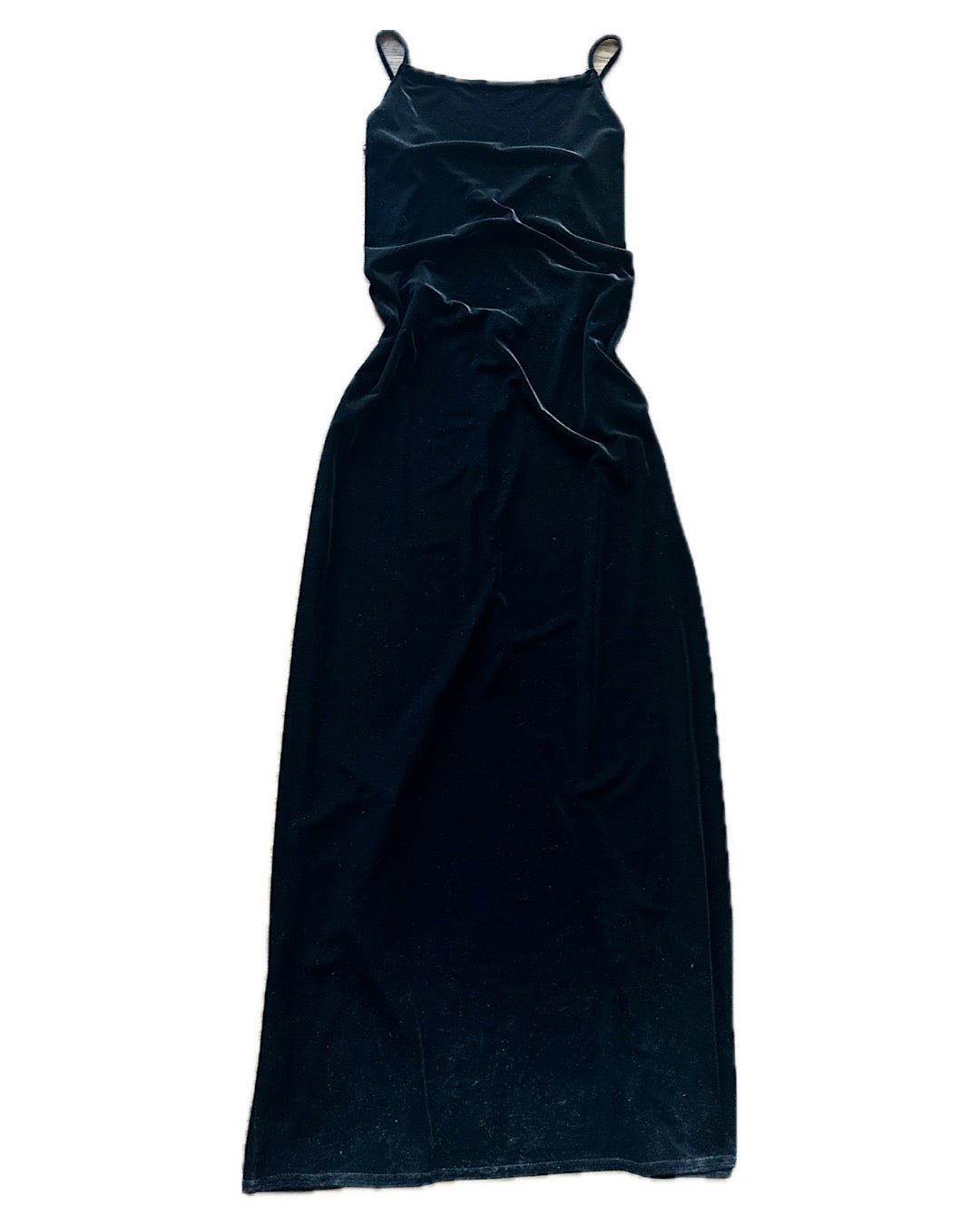 Vintage 90s black velvet maxi slip dress