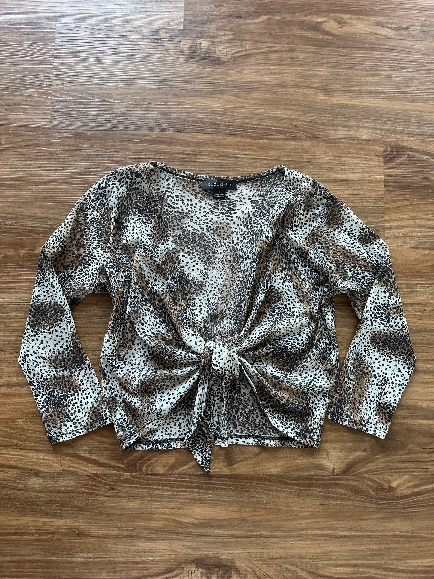 Vintage y2k leopard mesh front tie top