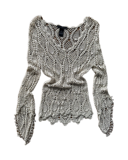 2000s crochet long sleeve top