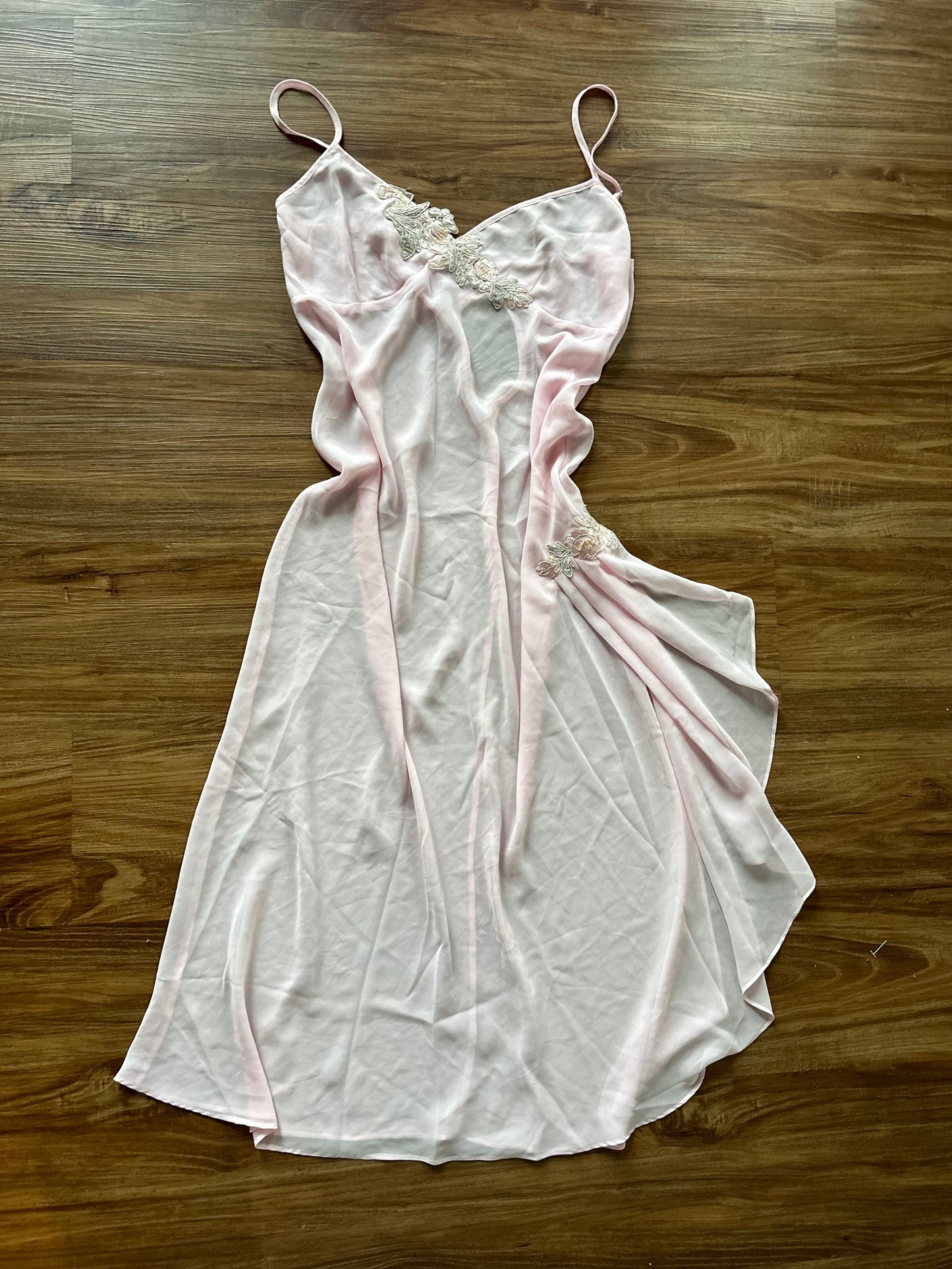 Vintage 90s see through baby pink slip dress