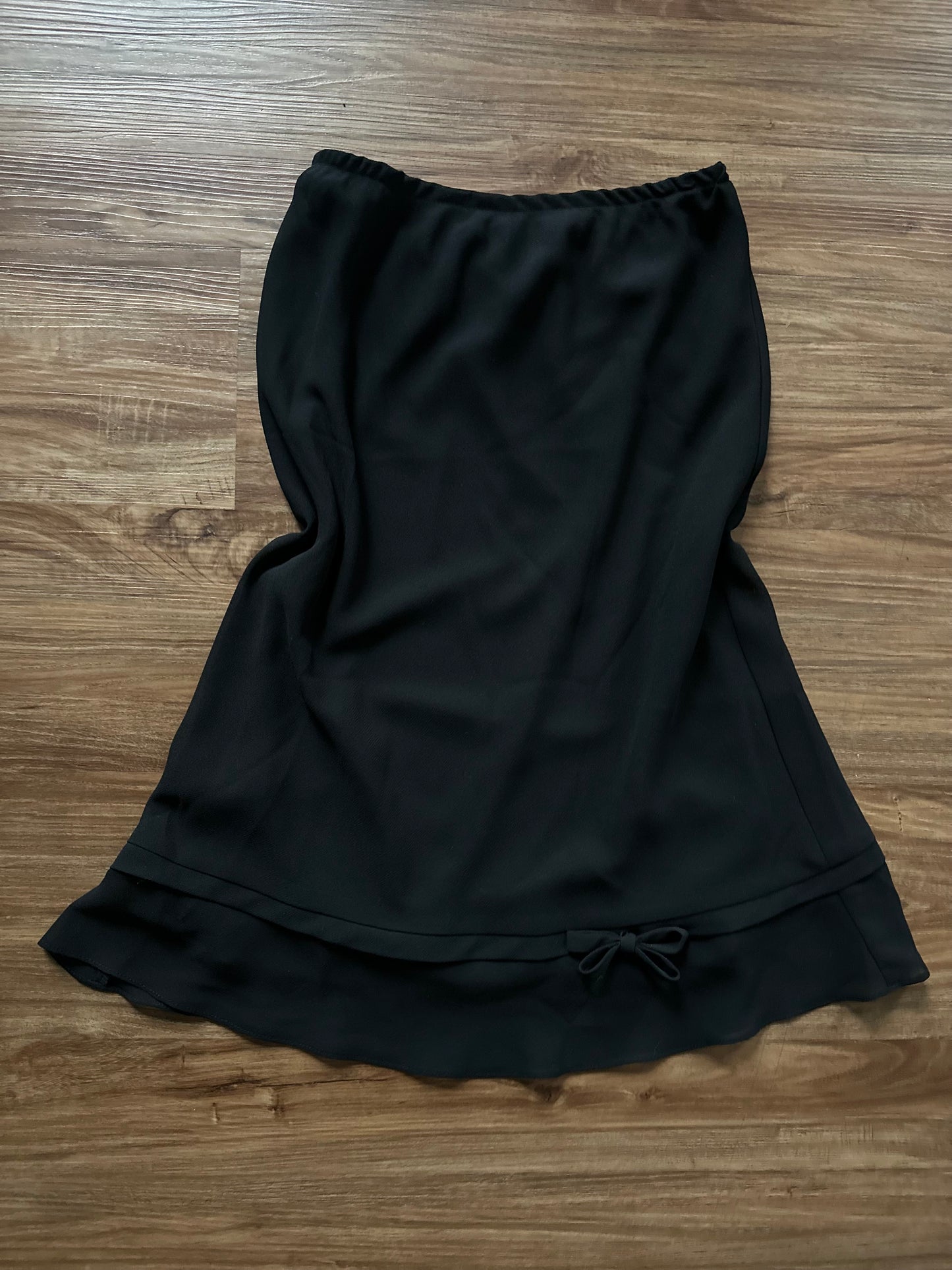 Vintage 90s black bow midi slip skirt