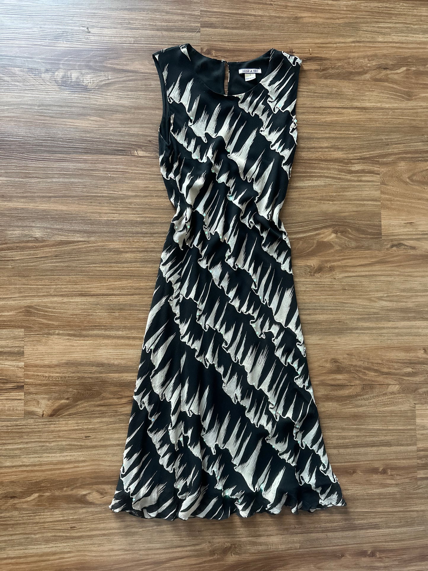 2000s black/white scribble mid i slip dress