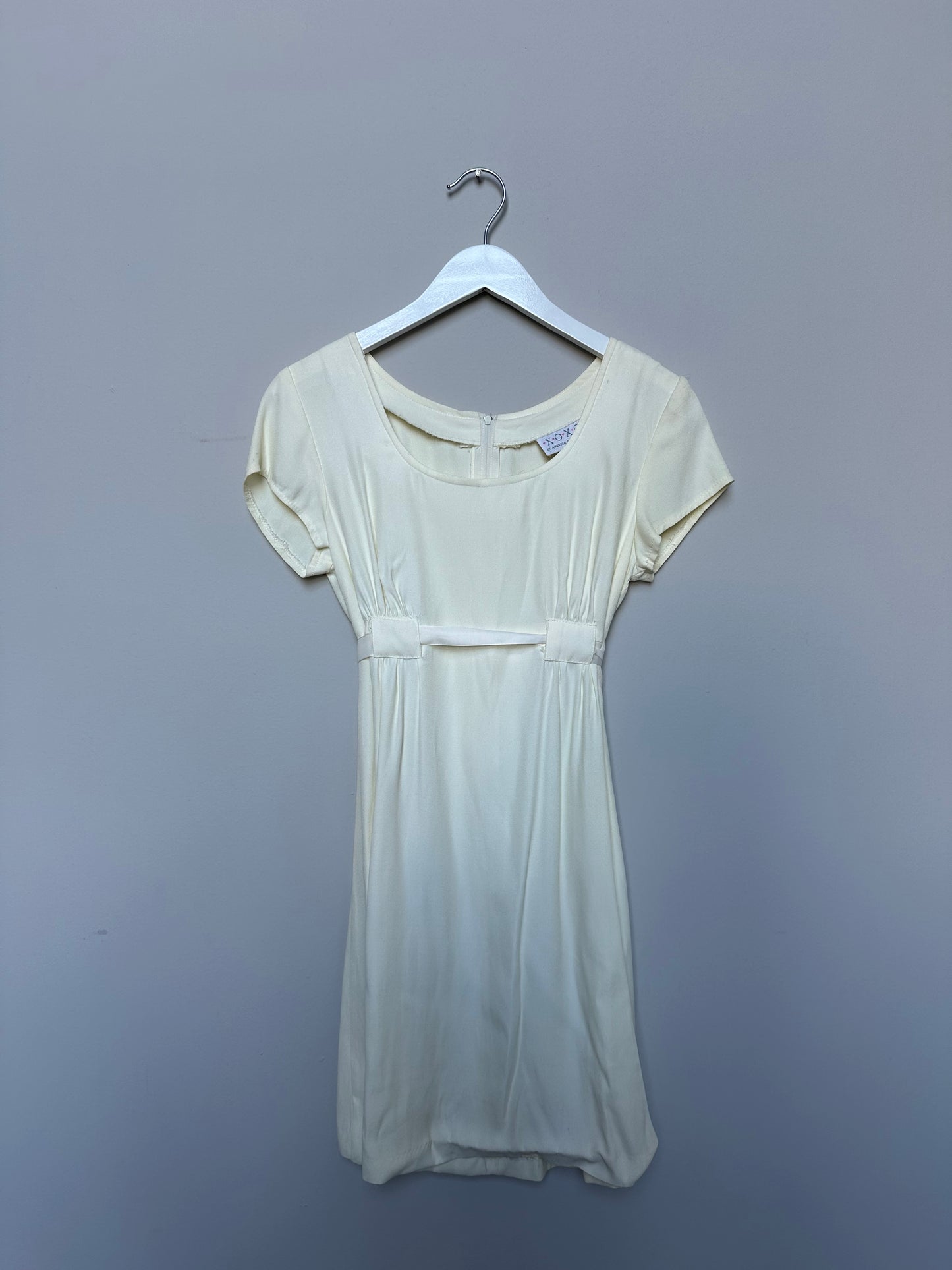 Vintage 90s cream high neck mini dress