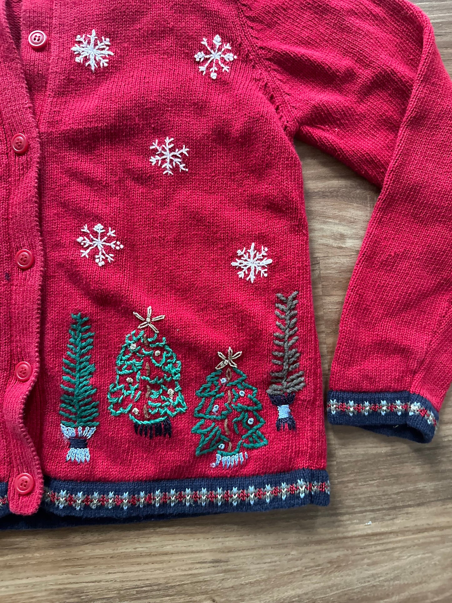 Vintage 90s red Christmas cardigan sweater