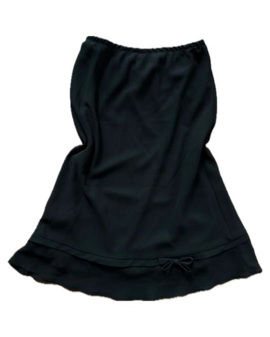 Vintage 90s black bow midi slip skirt