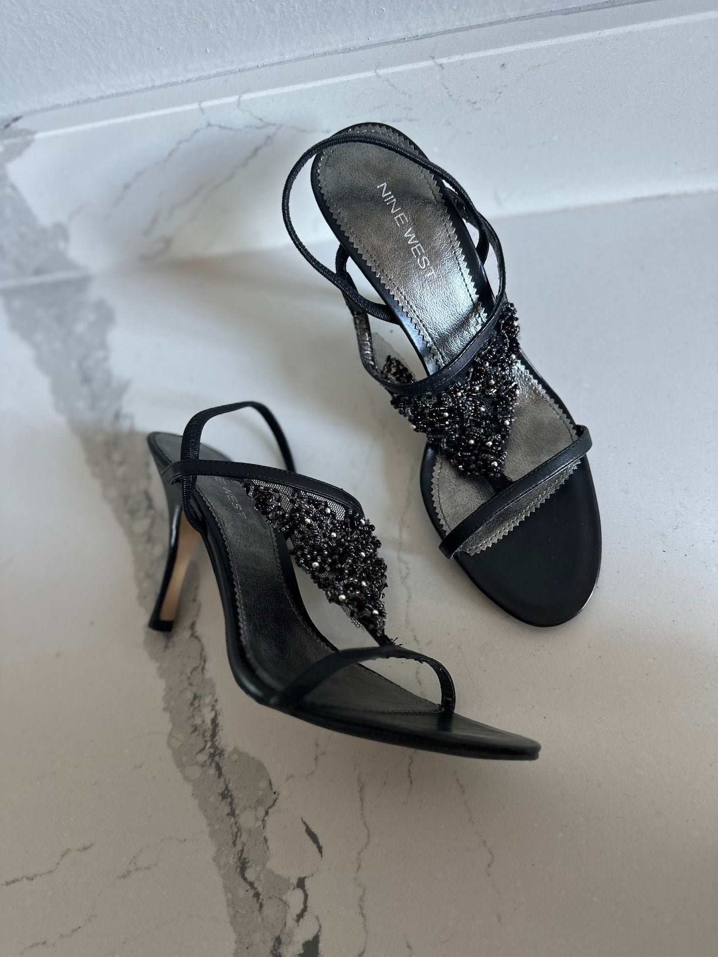 Vintage 2000 black beaded heels