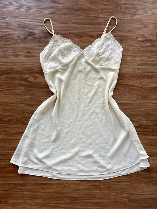 Vintage 2000s cream lace slip dress