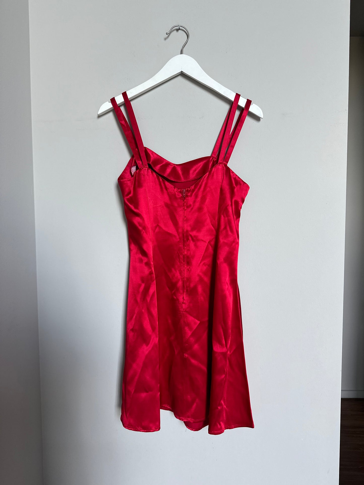 Vintage 90s red satin mini dress