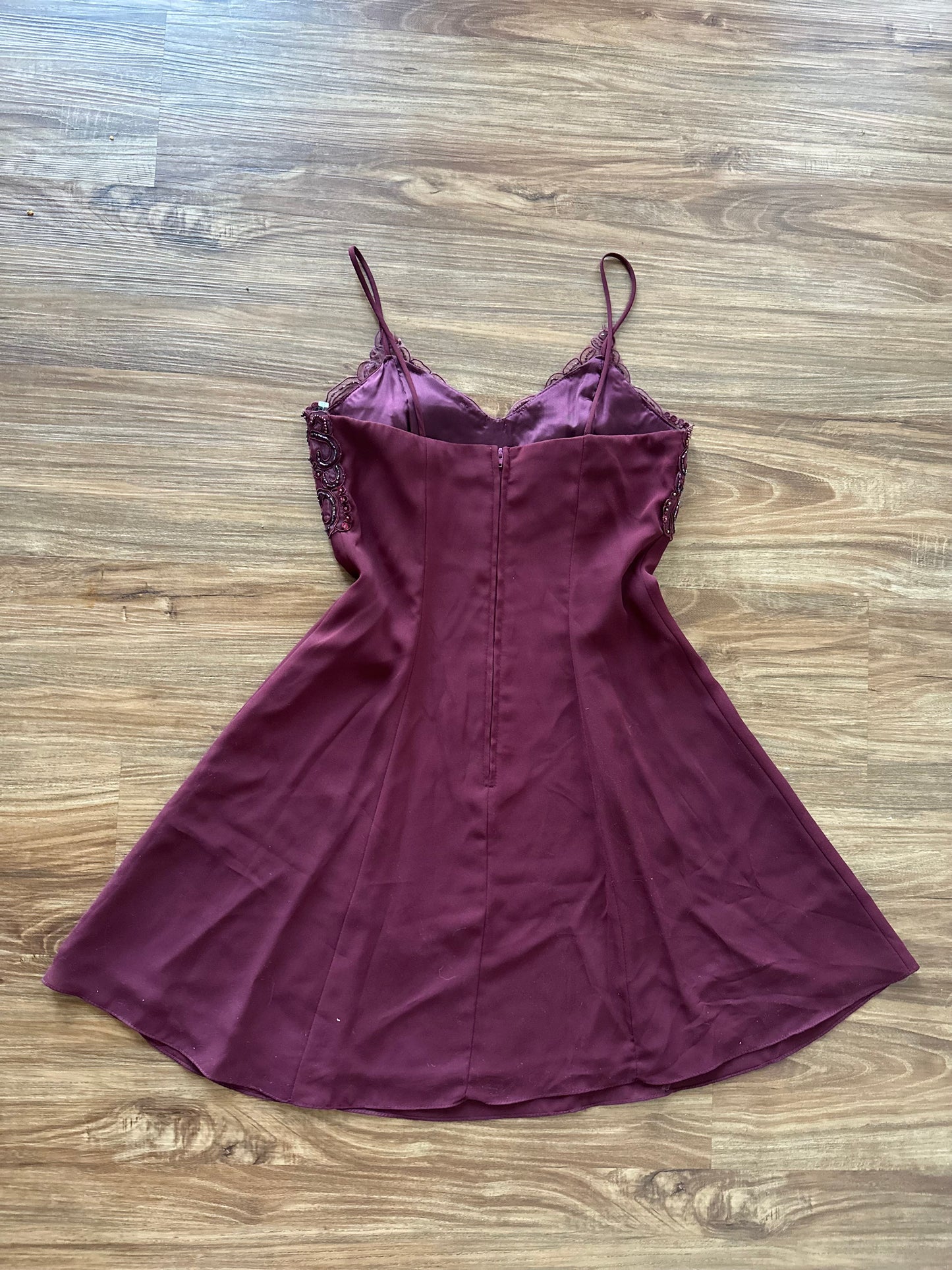 Vintage 90s burgundy embellished party dress