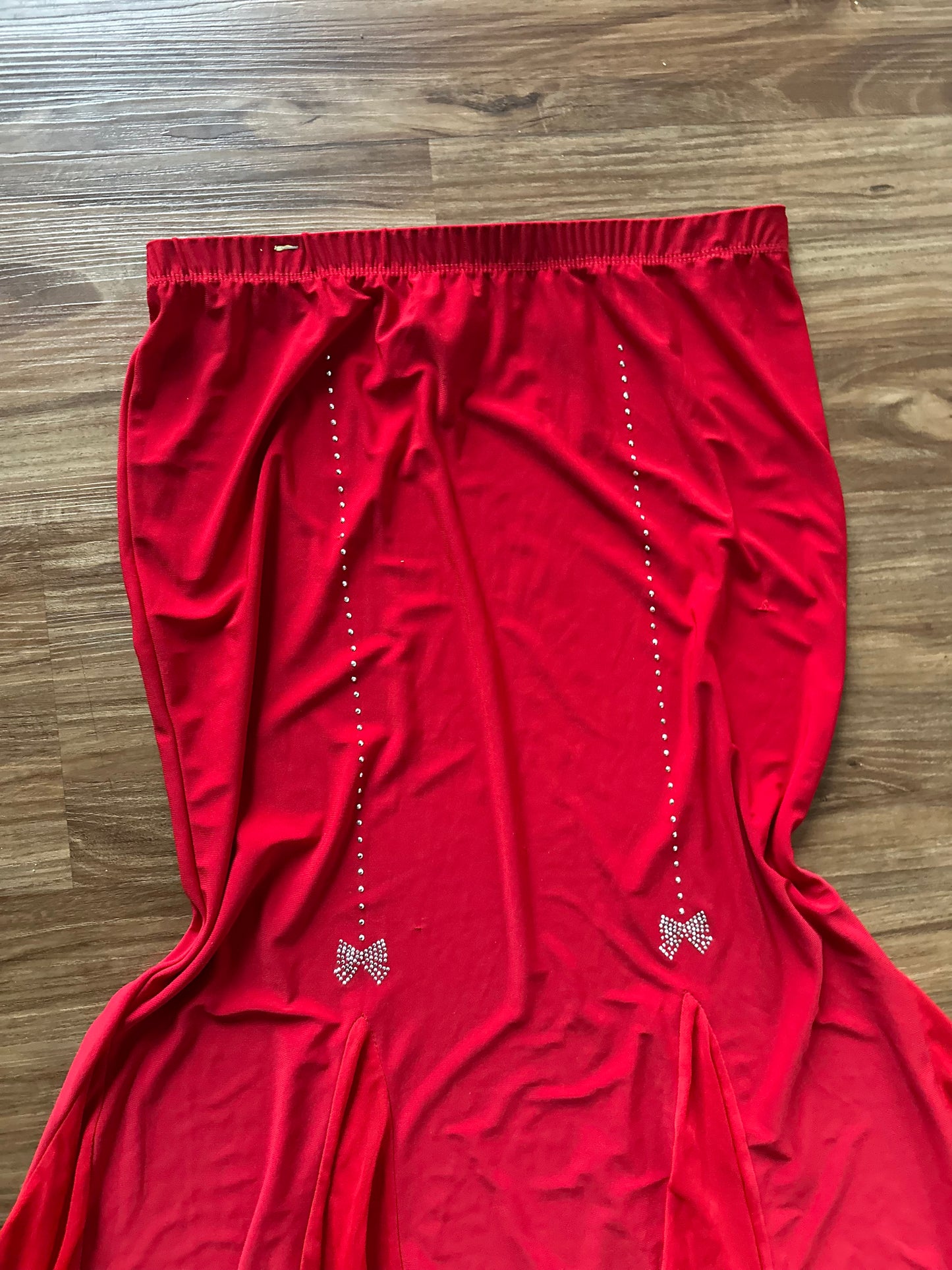 Vintage 2000s red maxi with studded bows skirt