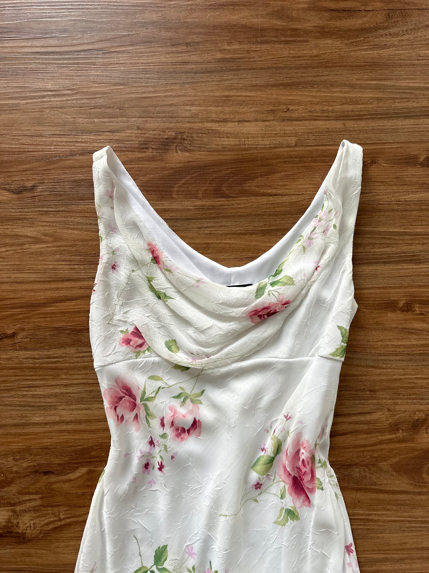 Vintage 2000 white floral slip midi dress