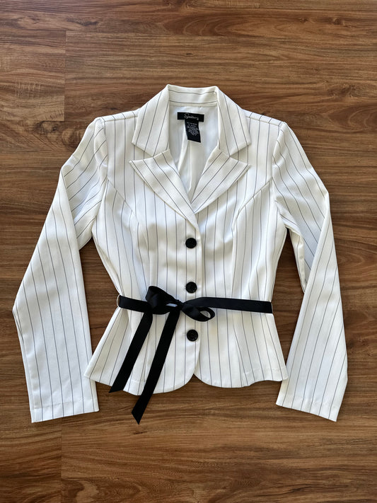 Vintage 2000s Striped black bow blazer