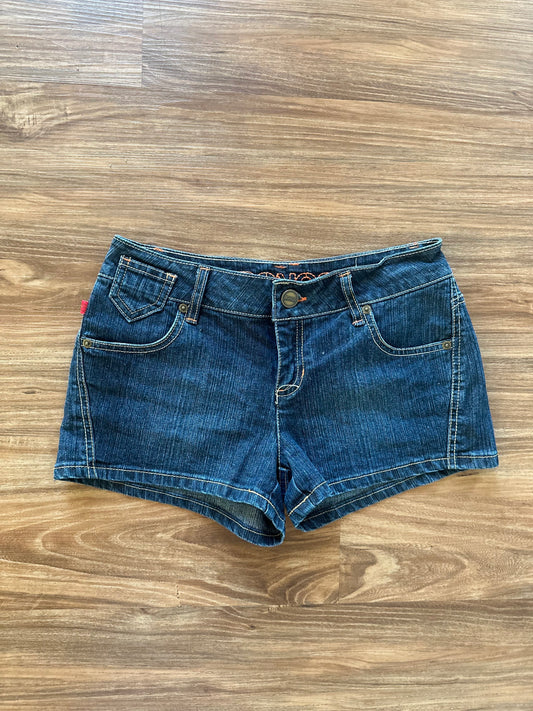 Vintage y4k low rise mini dark denim shorts