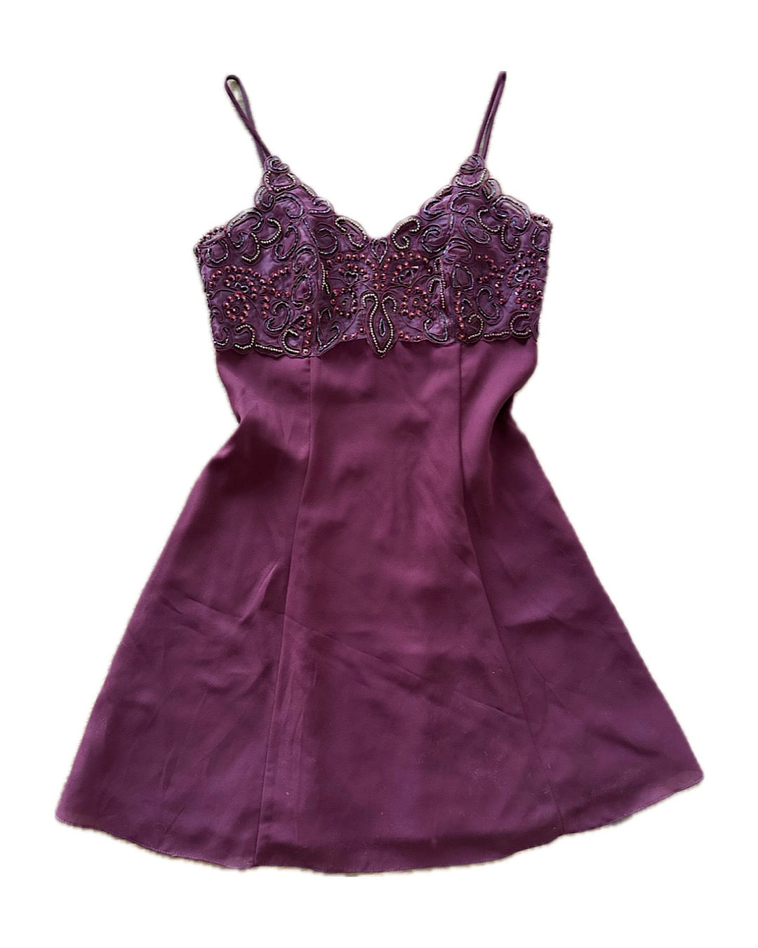 Vintage 90s burgundy embellished party dress