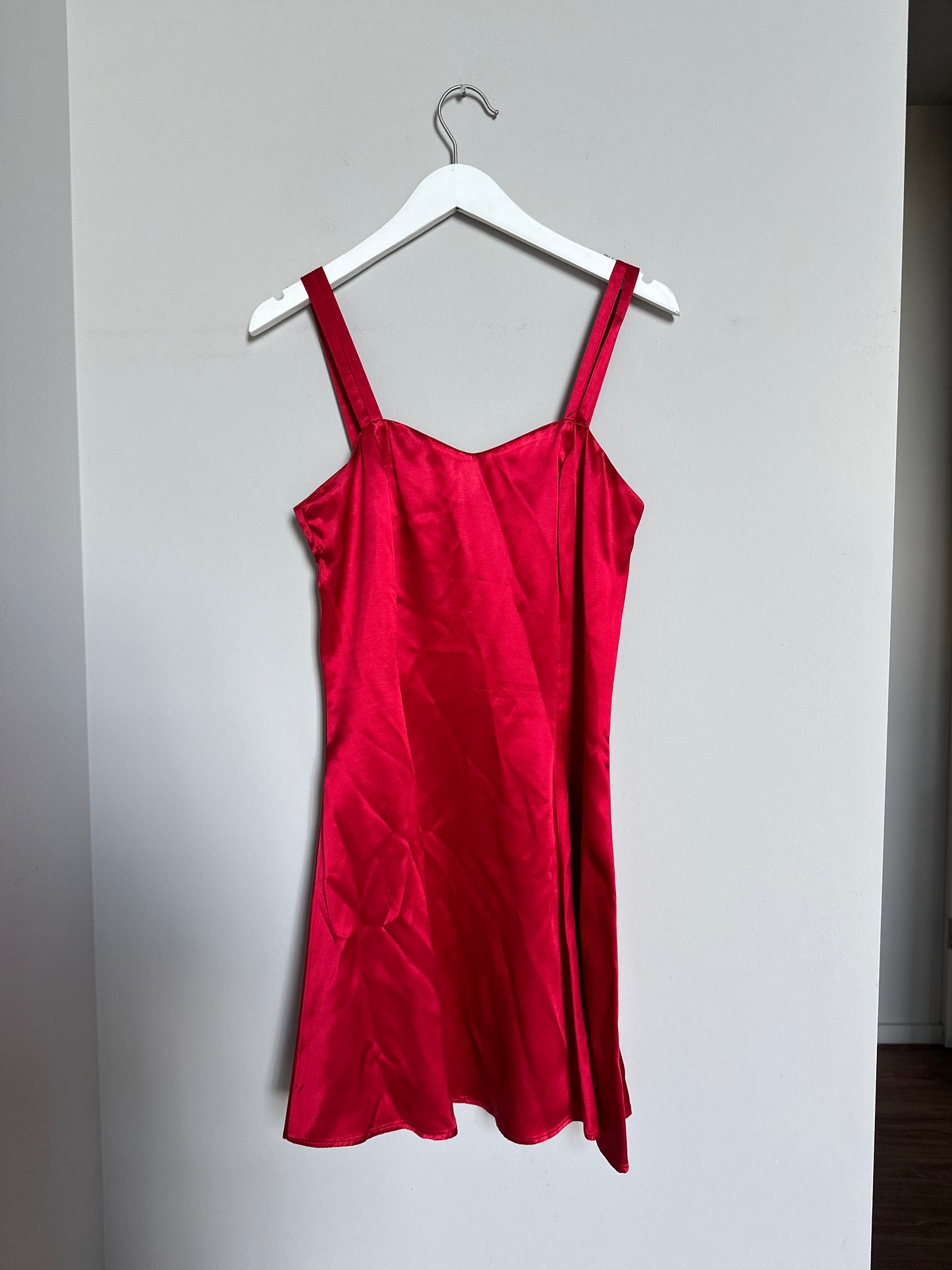 Vintage 90s red satin mini dress