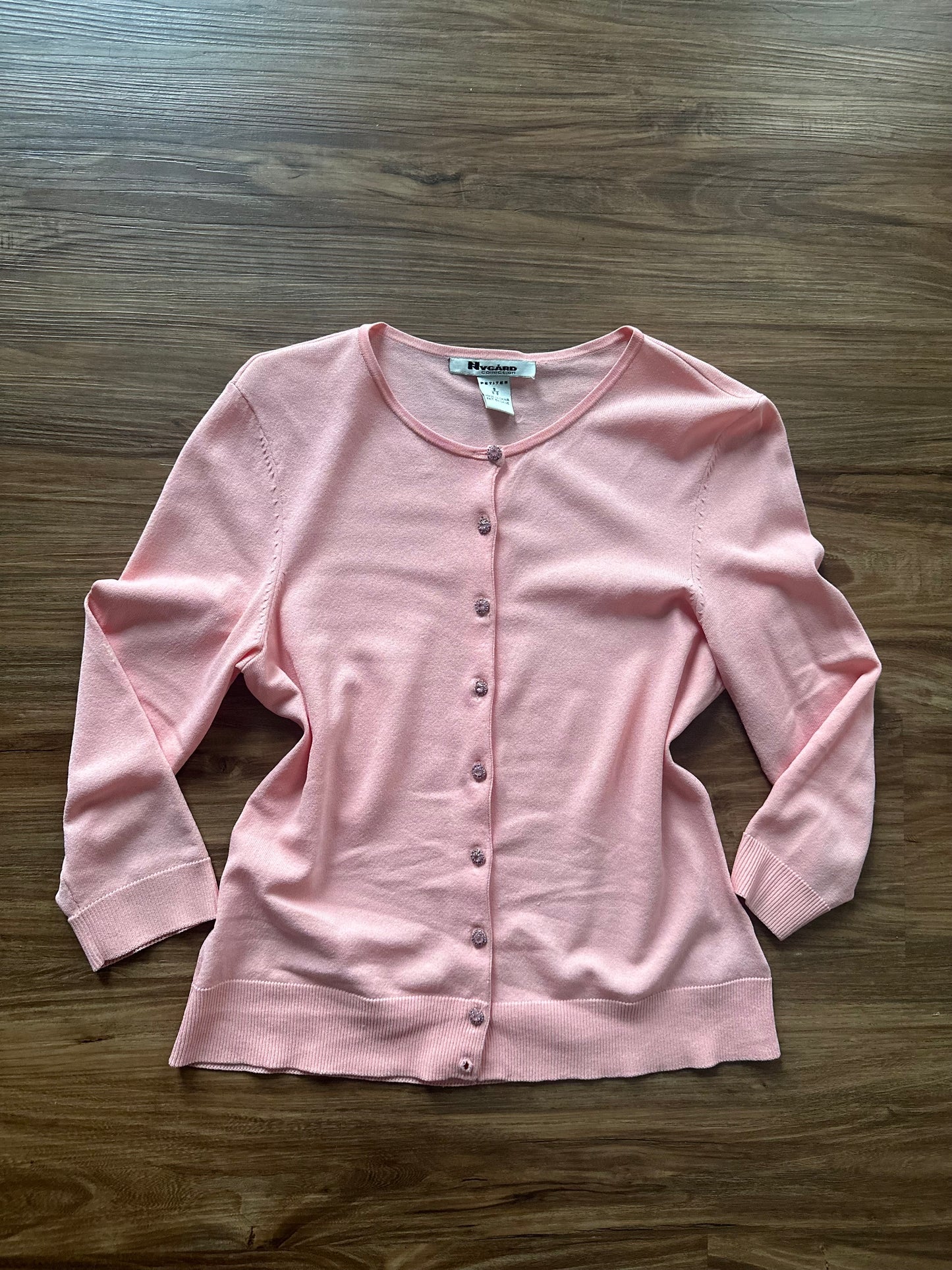 2000s baby pink button up cardigan