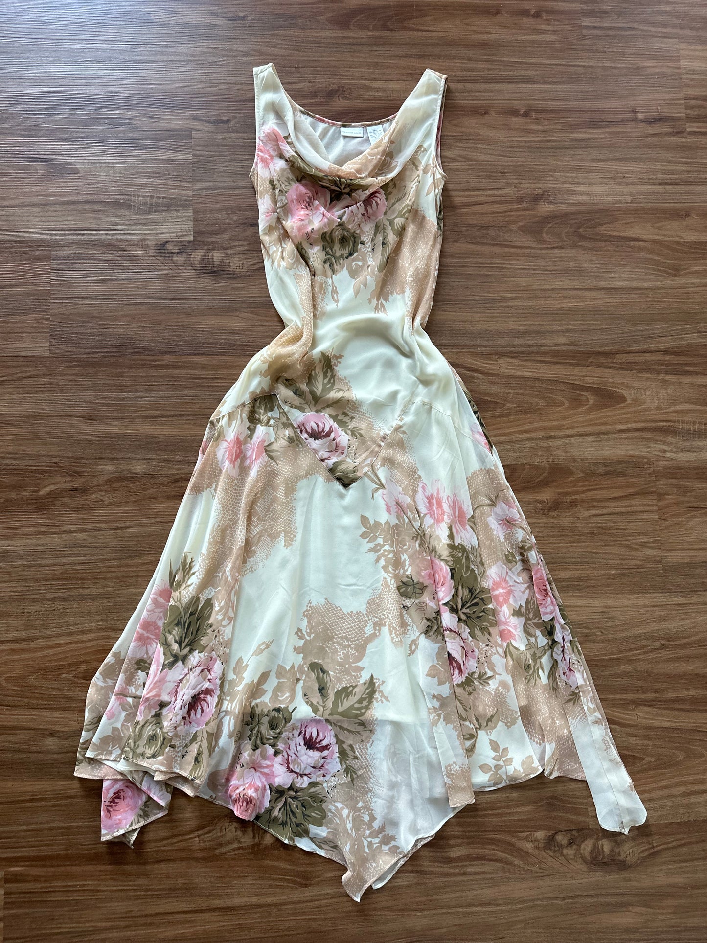 Vintage 90s chiffon floral maxi slip dress