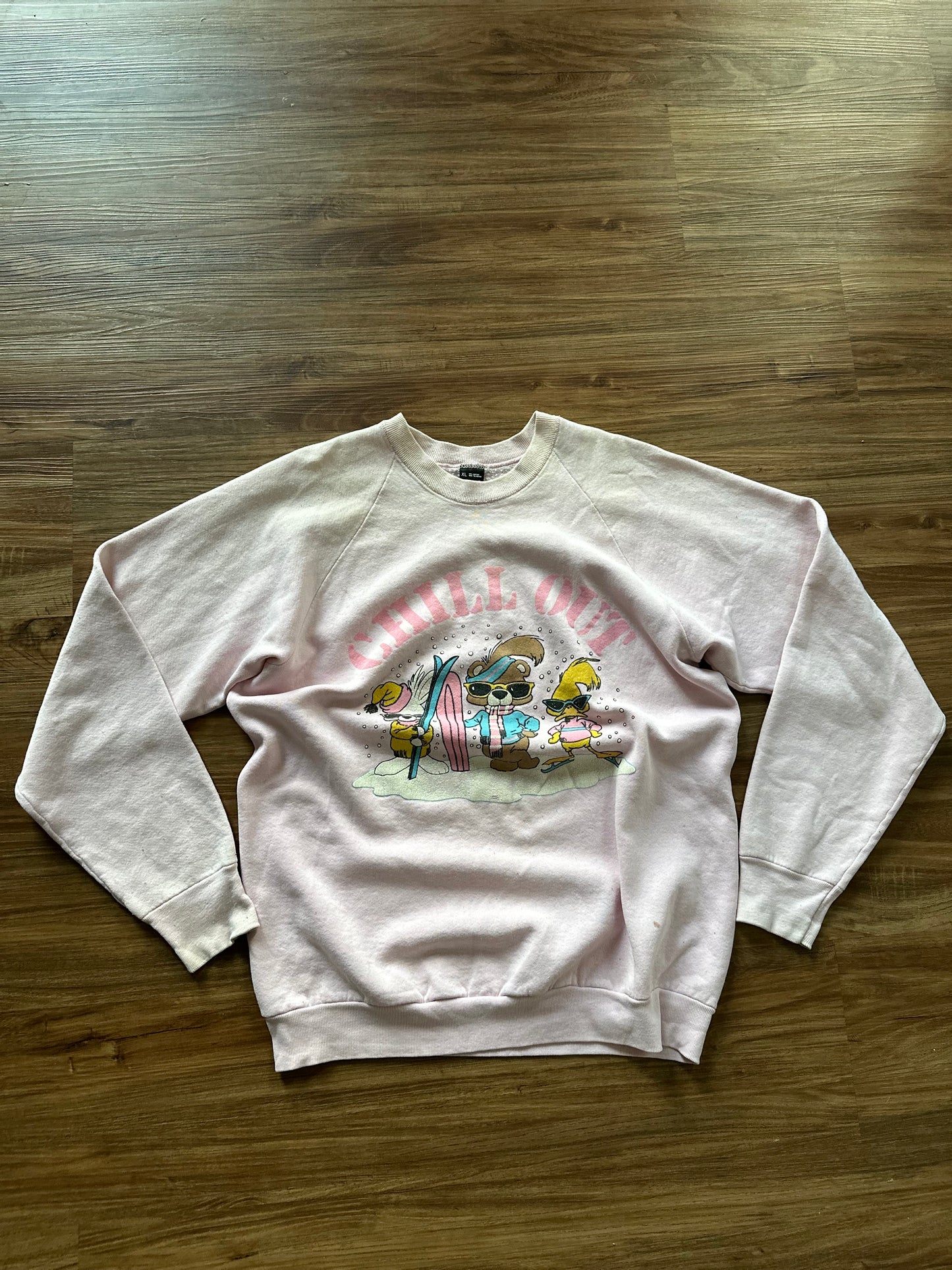 Vintage 90s “chill out” baby pink holiday sweater