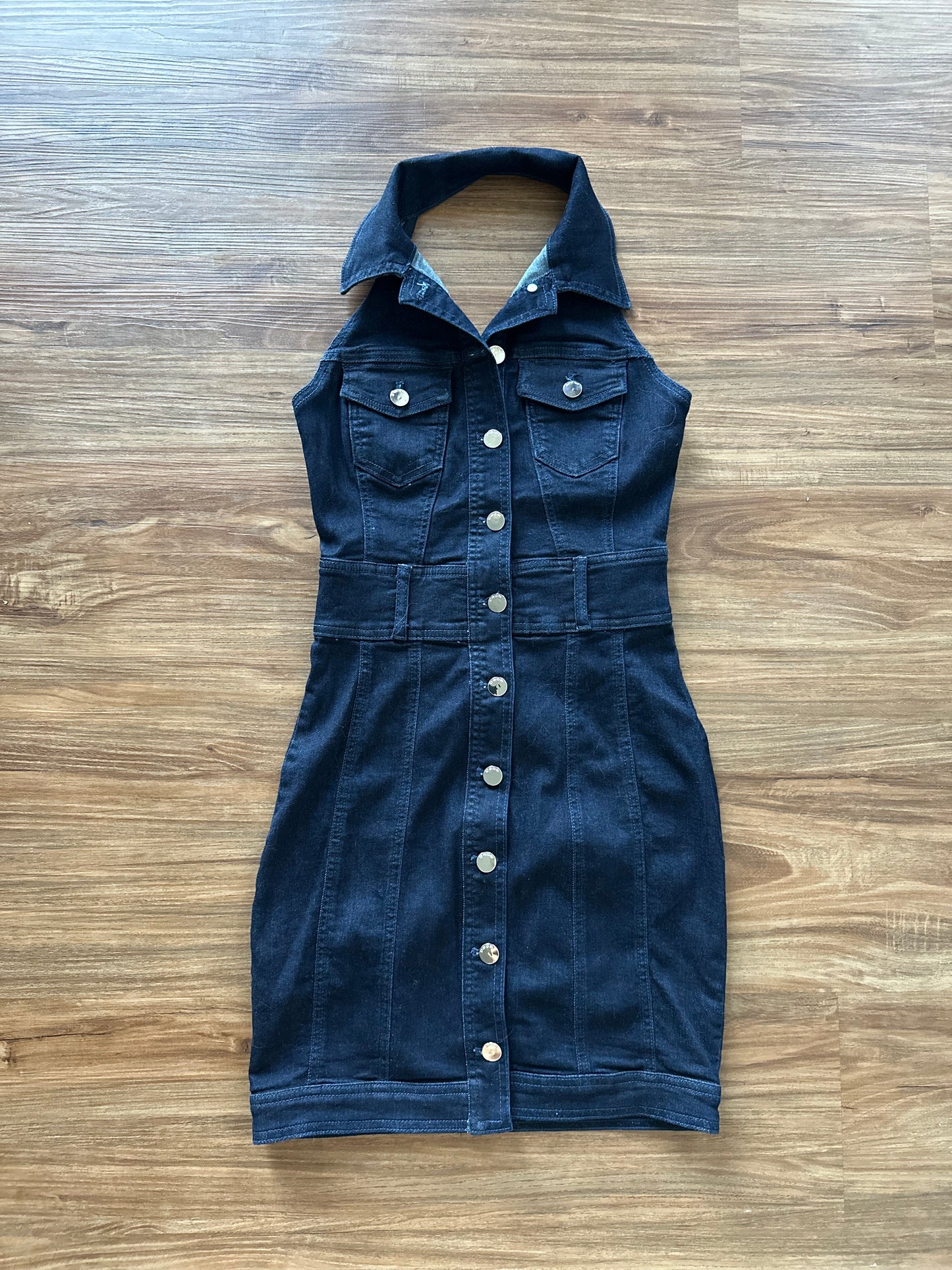 Vintage 2000s BEBE dark denim dress