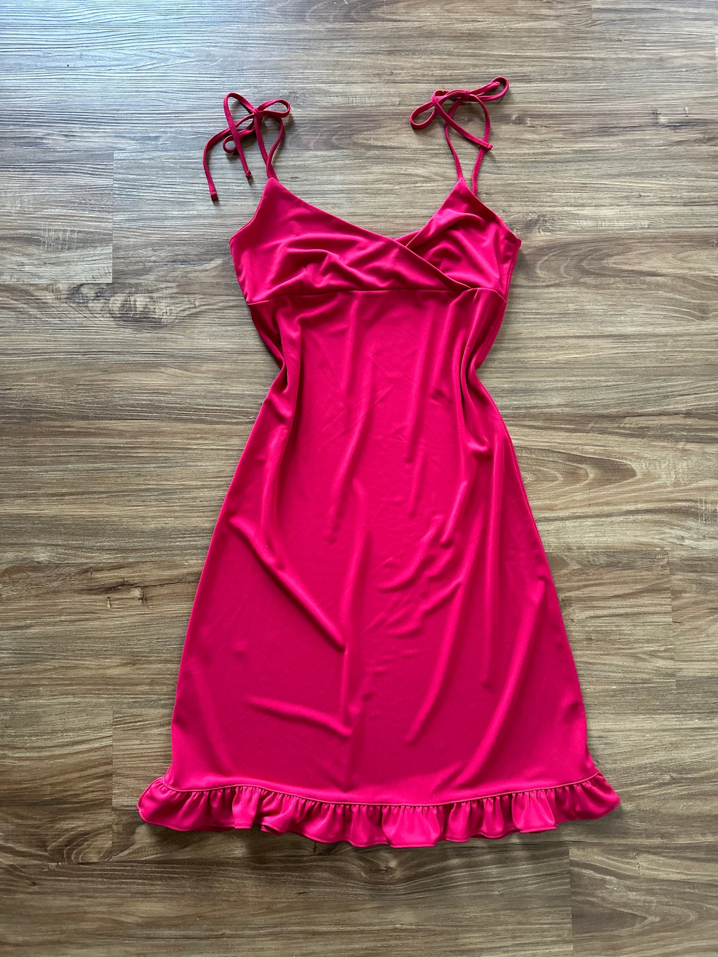 Vintage 2000s raspberry red midi slip dress