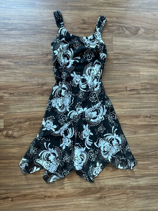 Vintage 2000s black/gray floral slip dress