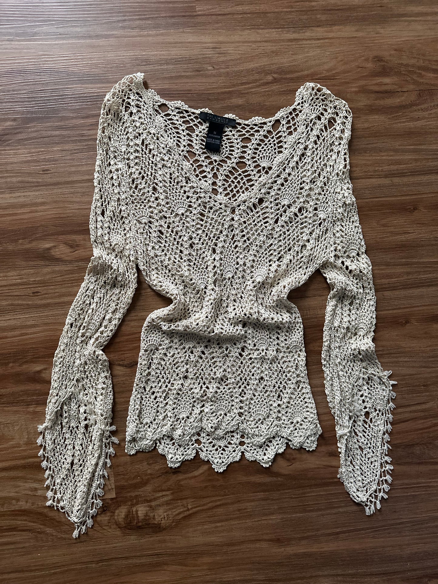 2000s crochet long sleeve top