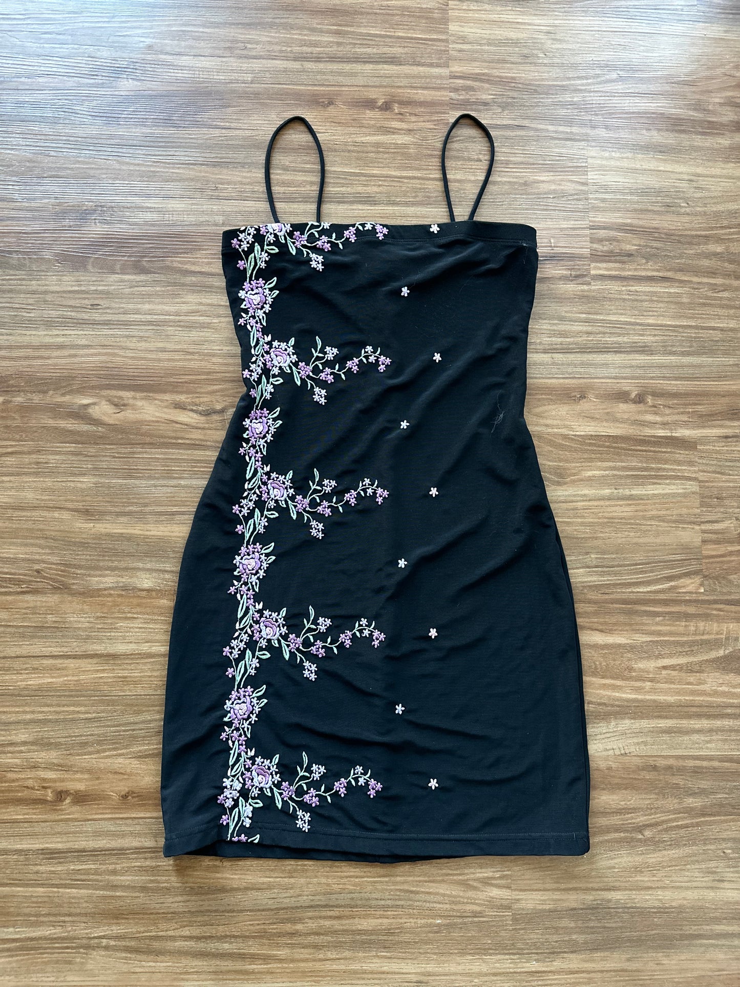 Vintage 2000s black floral mini dress