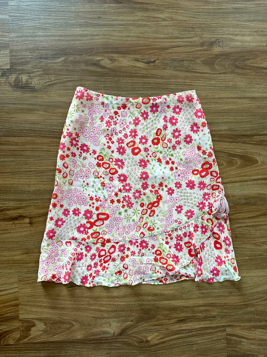 Vintage 2000s pink/red floral skirt