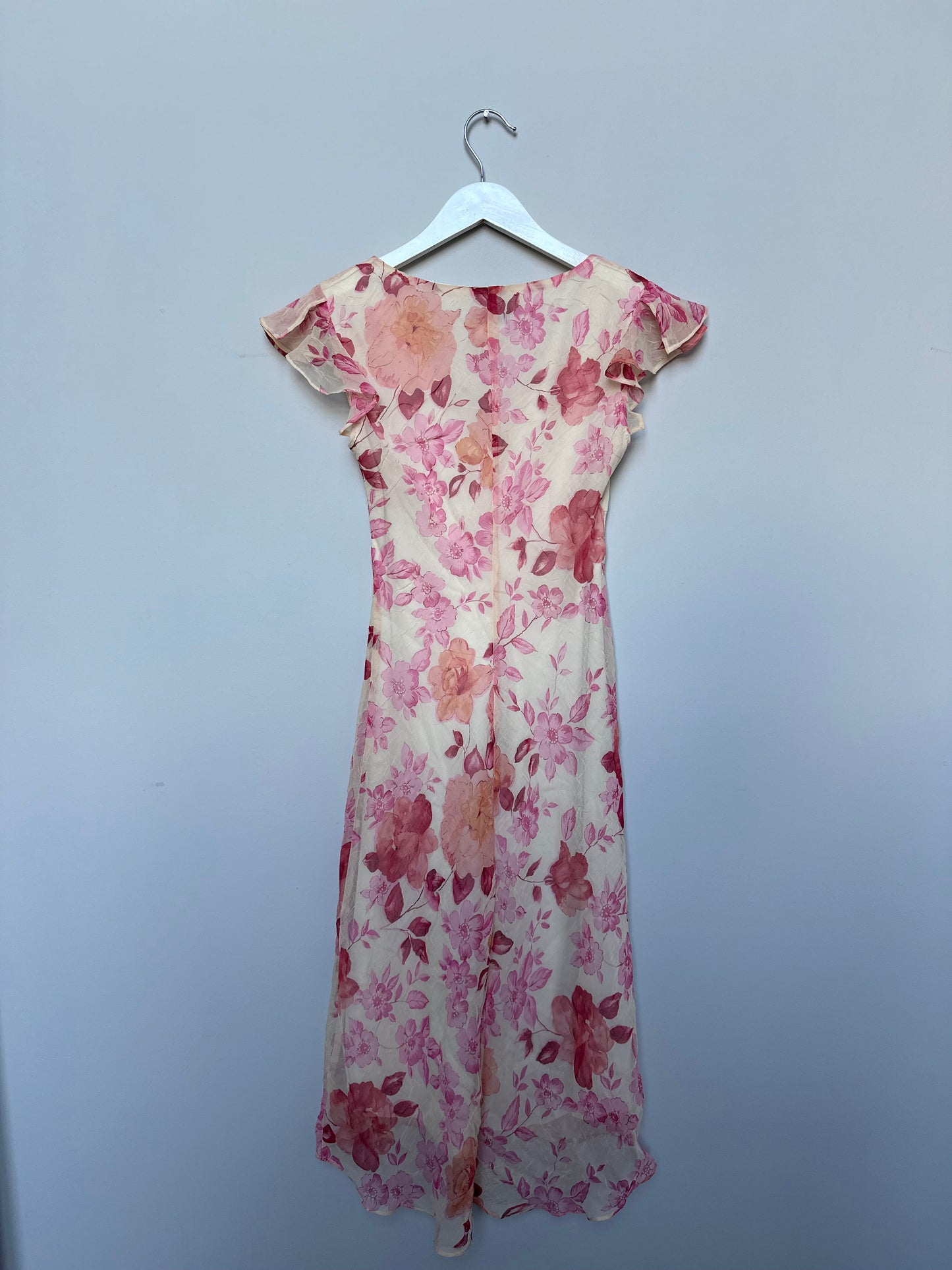 Vintage 2000s pink floral midi slip dress