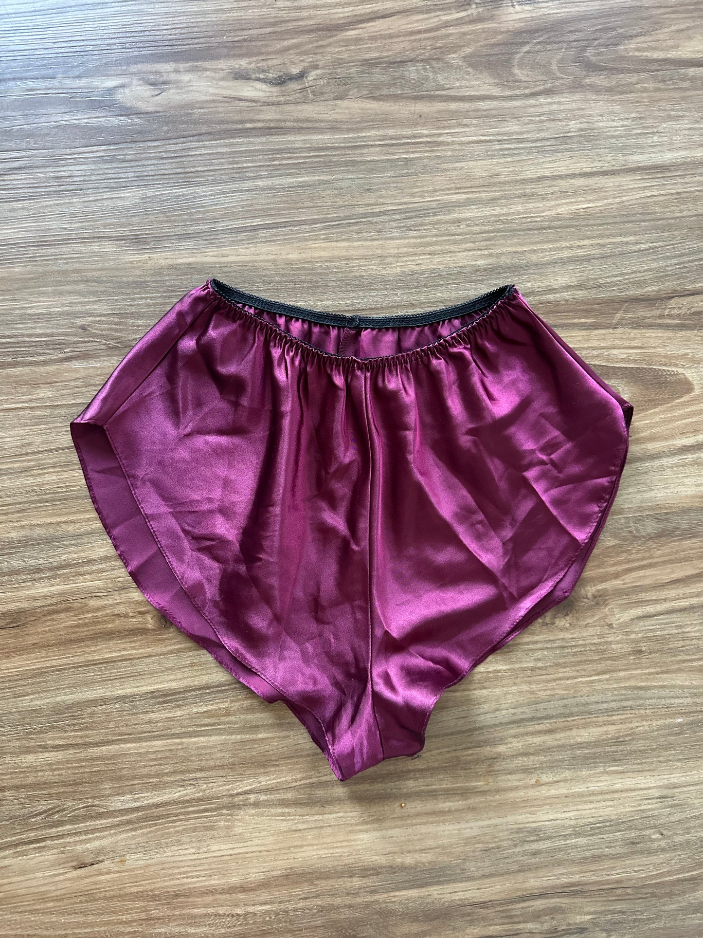 Vintage 90s dark plum silky with lace sleepwear