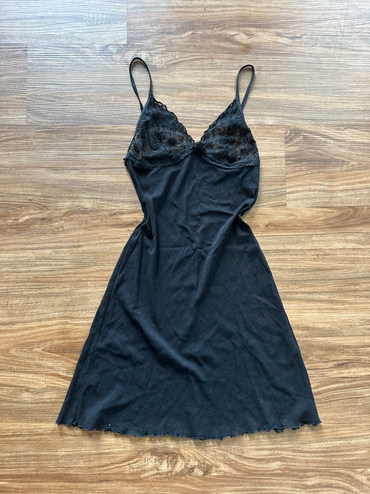 Vintage 2000s VS black sheer mesh slip dress