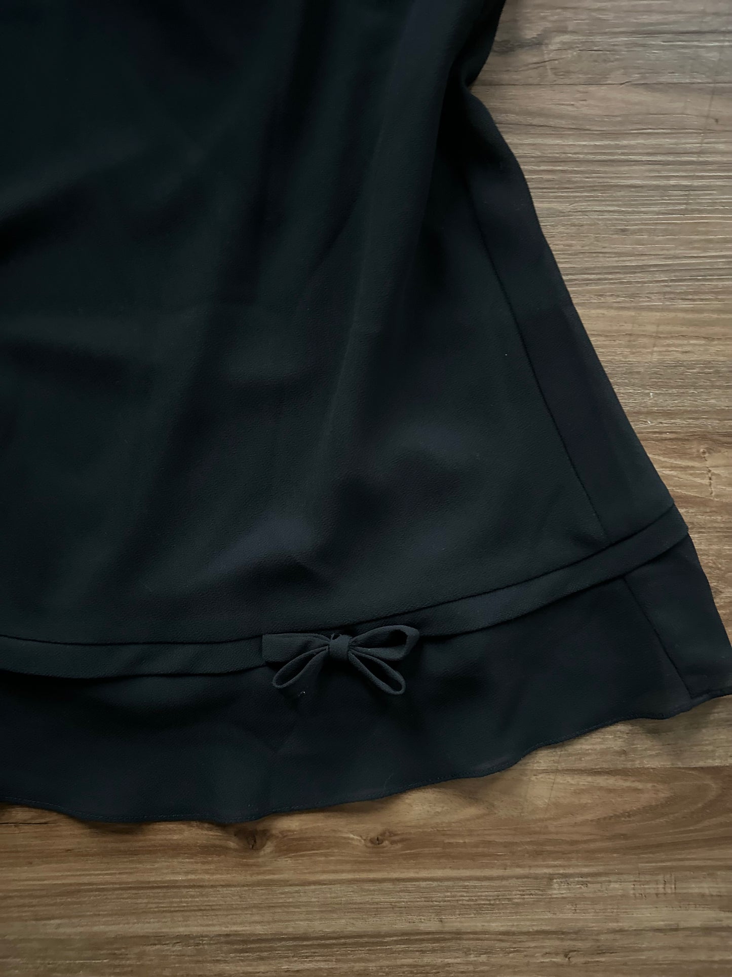 Vintage 90s black bow midi slip skirt