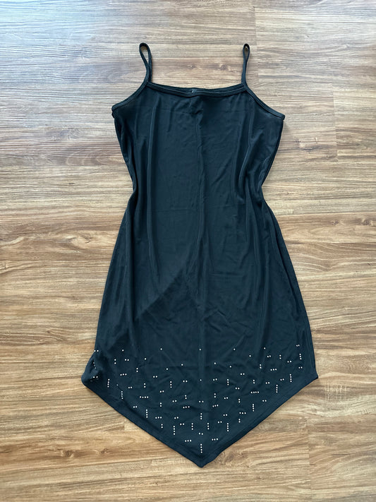 Vintage 2000s black beaded slip dress