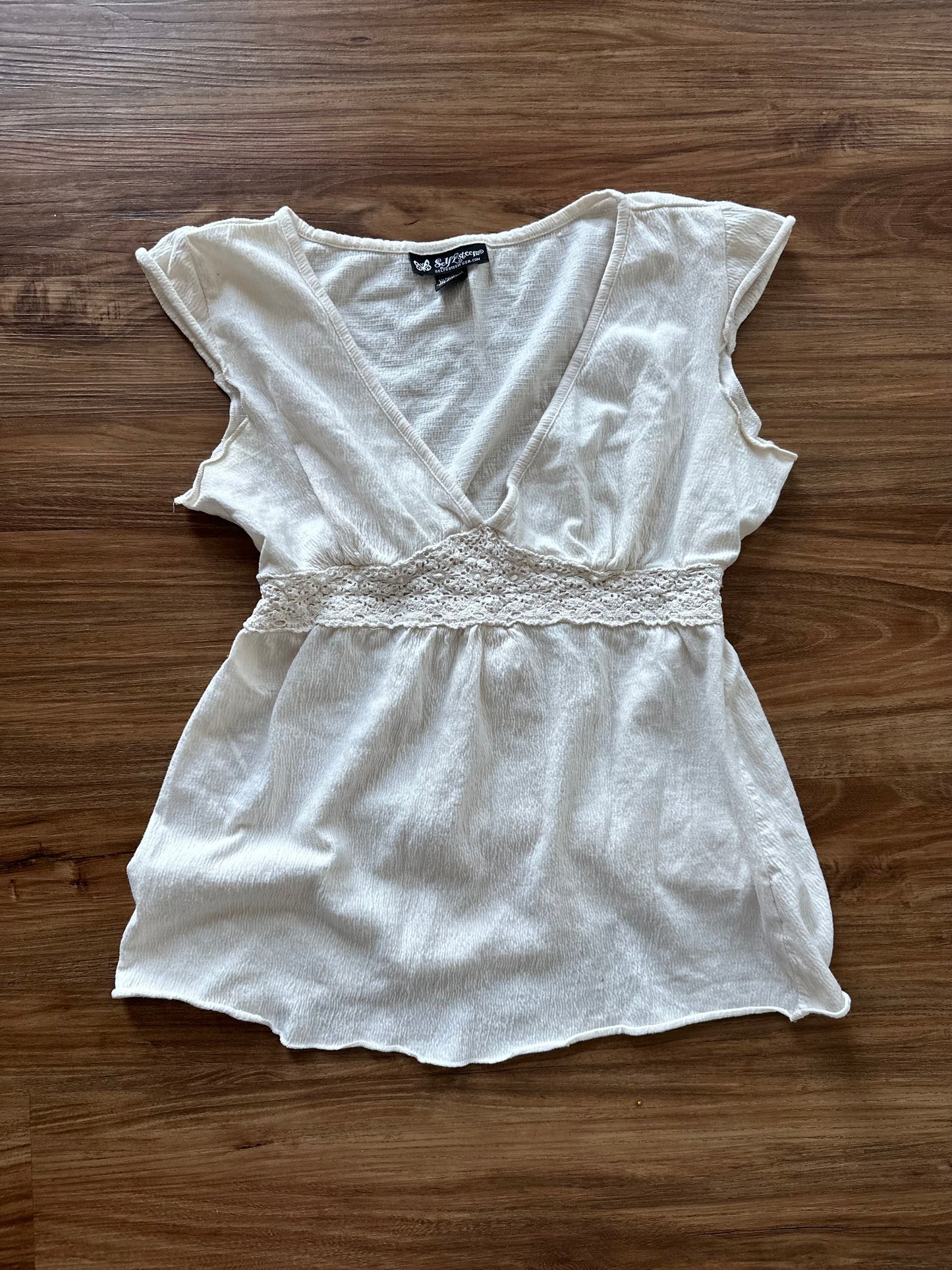 Vintage 2000s white cotton gauzy top