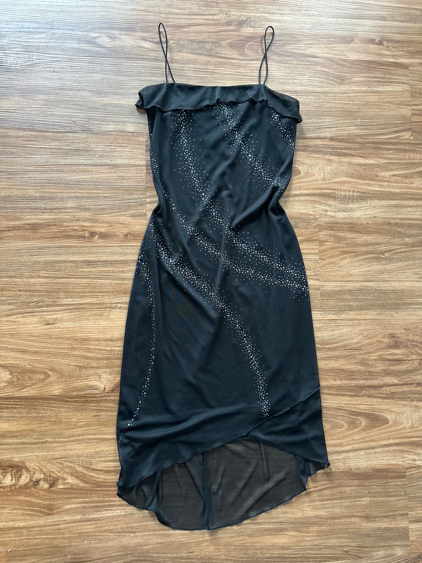 Vintage 2000s black sparkly midi slip dress