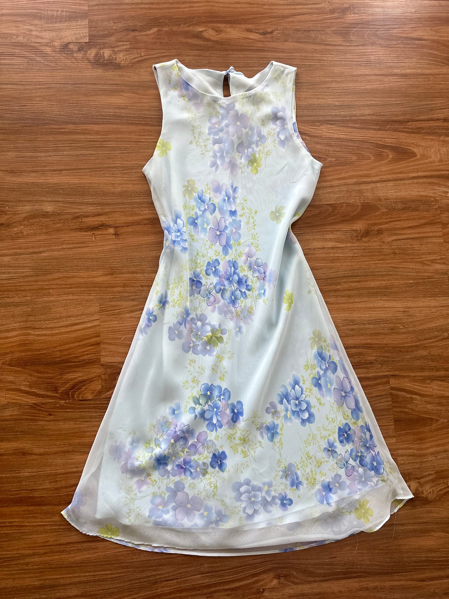 Vintage 90s light blue floral midi slip dress