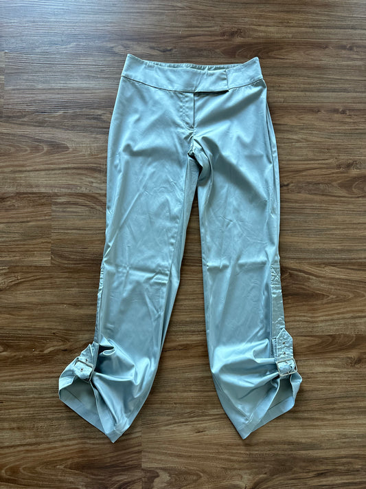 Vintage y2k silver bottom belted wide leg pants