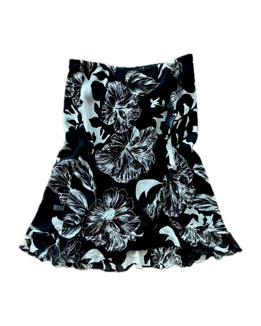 2000s midi with white tropical floral slip skirt